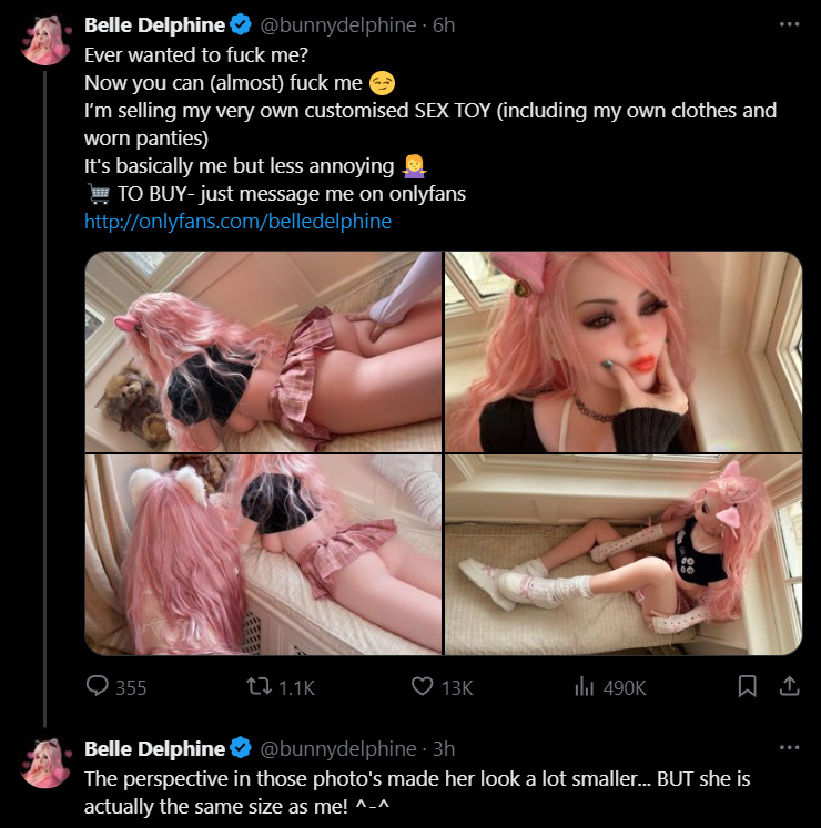 Belle Delphine Releases Custom Sex Doll of Herself CelesDolls