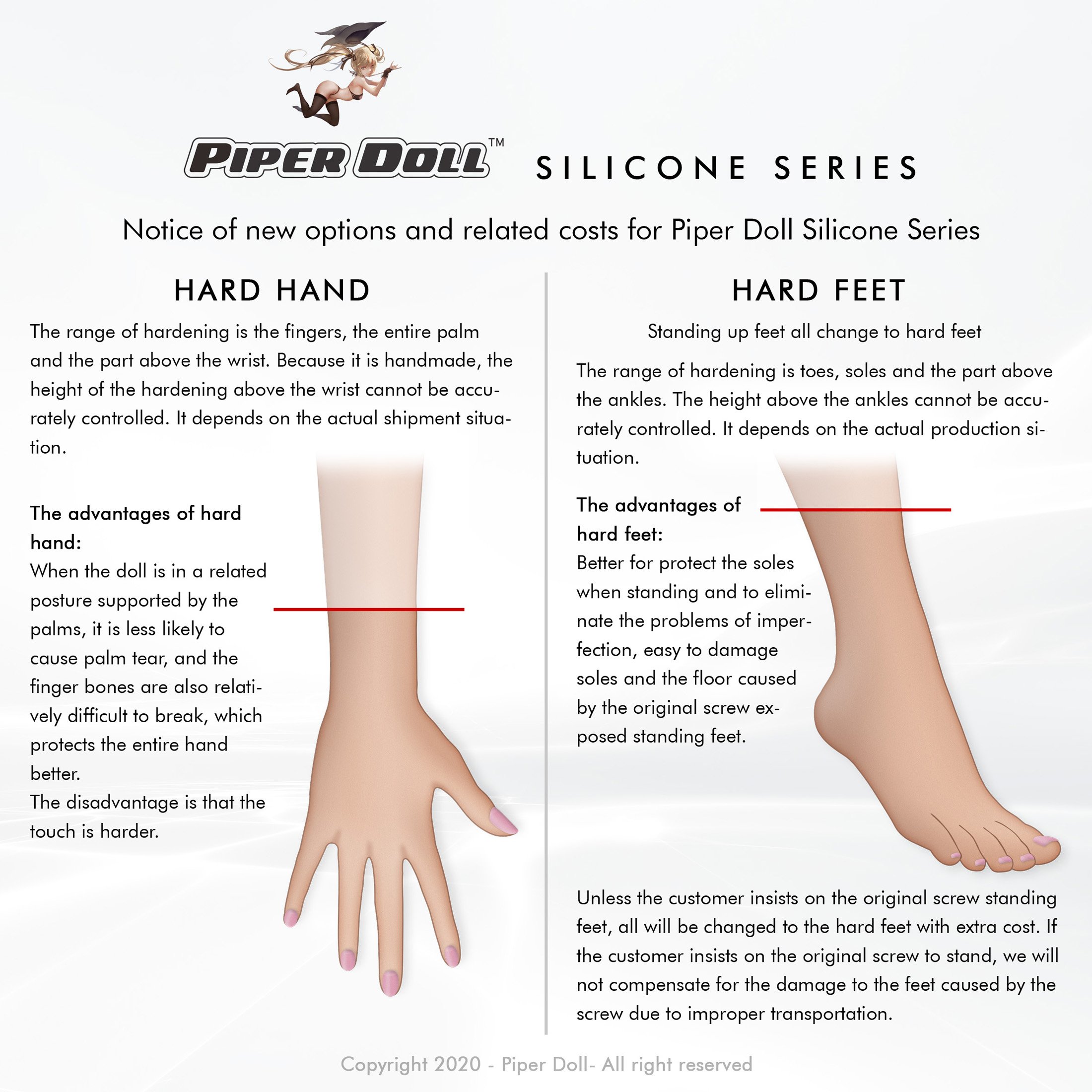 piper silicone hard hand feet